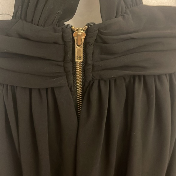 Minnete Black Cocktail Hi Lo Dress Size 2X Chiffon LBD Formal Plunge Neck - Picture 8 of 10